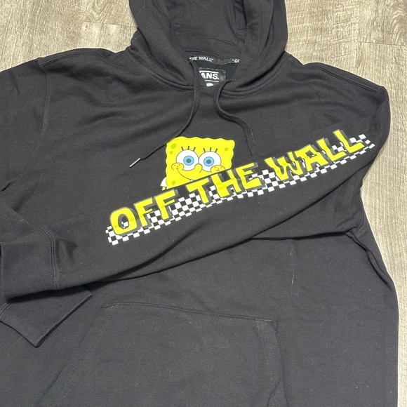 Adult Van’s SpongeBob Square Pants Large Black Fleece Pullover Hoodie Sweatshirt - Picture 6 of 10